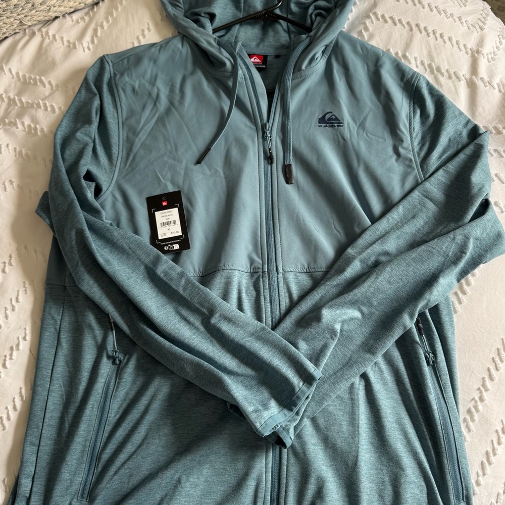 Quiksilver Smoke Blue Lightweight Zip Hoodie NWT